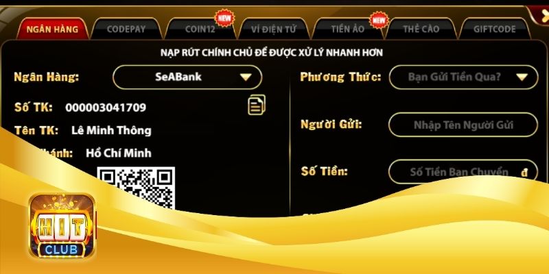 Nạp tiền Hitclub ngân hàng